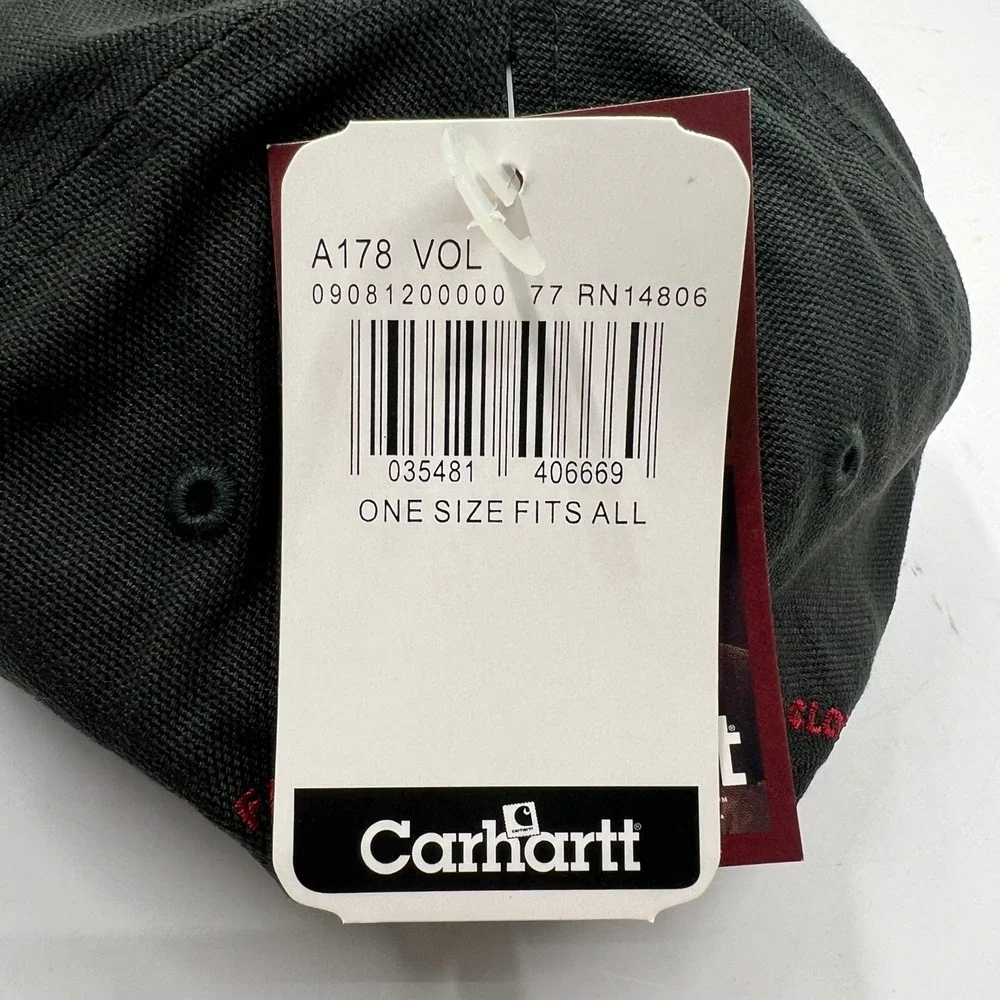 Carhartt Work Cap Men's OSFA Green Adjustable Script Logo Canvas Hat Vintage NWT